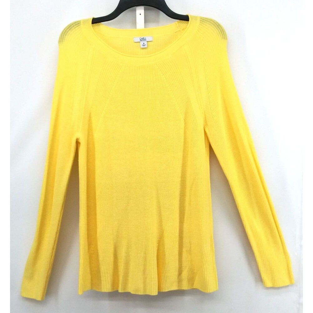 Croft & Barrow Shirt Womens Medium Yellow Long Sleeve Round Neck Casual Knit Top